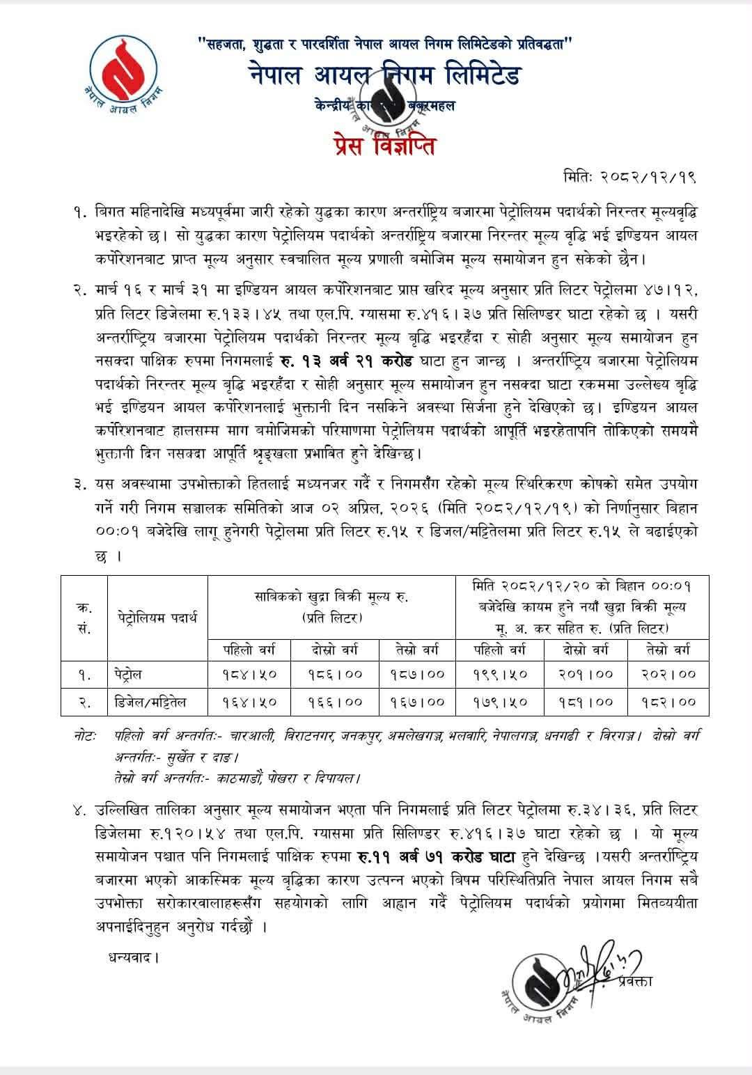 फेरि बढ्यो इन्धनको मूल्य, पेट्रोल प्रतिलिटर २०२ पुग्यो